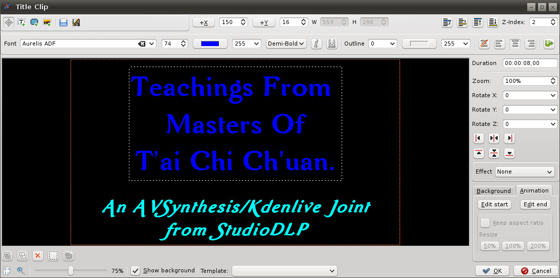 [Kdenlive
titling module]