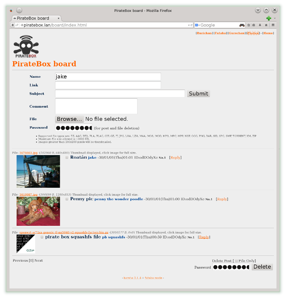 [Message board]