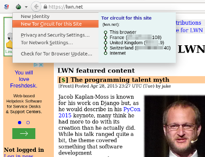 [Tor Browser's onion menu]