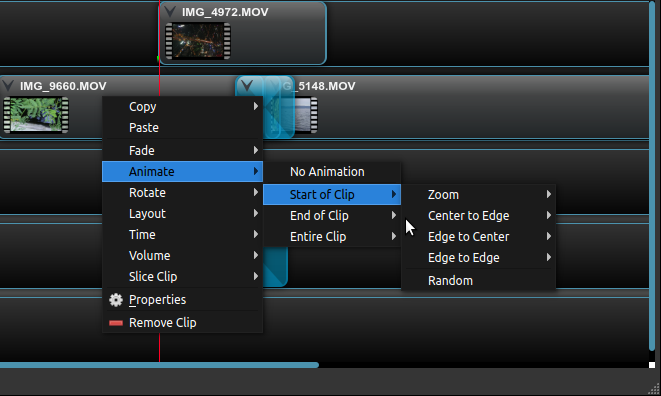 [OpenShot context menu]