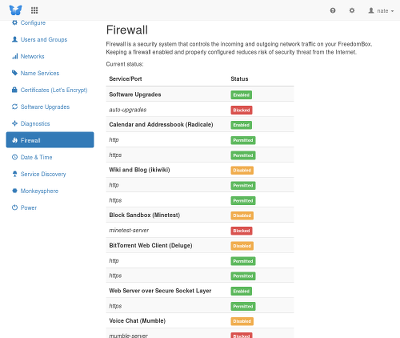 [FreedomBox firewall status]