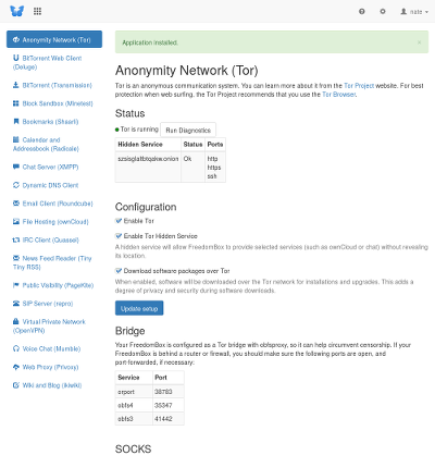 [FreedomBox app configuration]