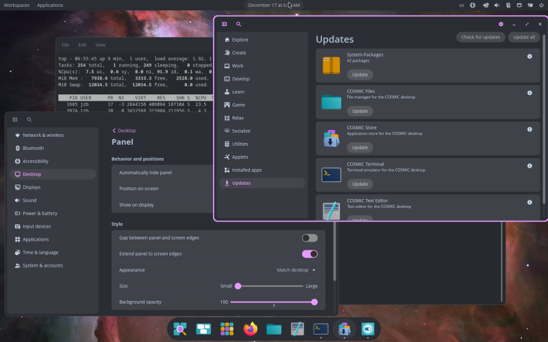 [The COSMIC desktop in floating mode]