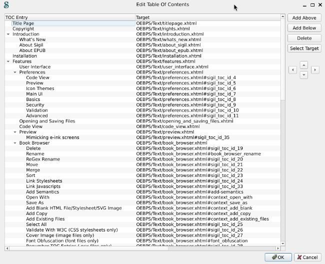 [Table of contents editor]