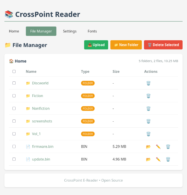 [CrossPoint web-based file manager]