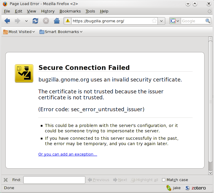 [ SSL warning ]