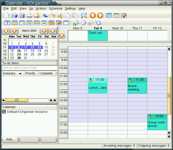 KOrganizer screenshot [LWN.net]