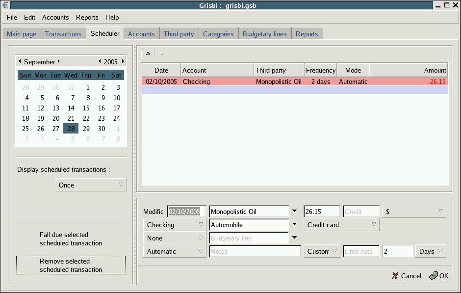 [Grisbi scheduler]